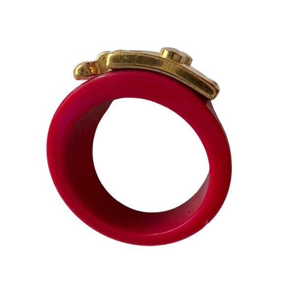 Louis Vuitton LockMe Fuchsia Resin Gold Tone Ring - Picture 8 of 11